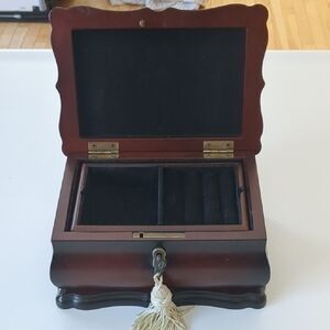Elegant Wooden Jewelry Box with Key